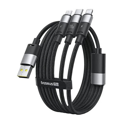 Cablu Incarcare USB-A - Lightning / microUSB / USB-C Baseus StarSpeed 3in1, 100W, 1.5m, Negru P10319900111-01