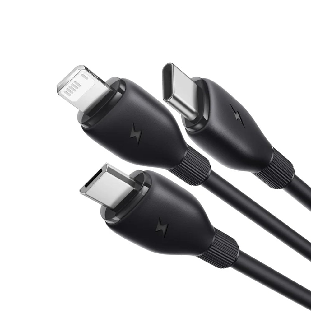 Cablu Incarcare USB-A - Lightning / microUSB / USB-C Baseus Ultra Fast 3in1, 18W, 1.3m, Negru P10376303121-00
