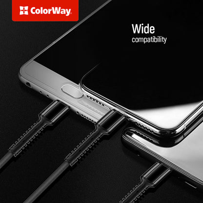 Cablu Incarcare USB-A - Lightning / microUSB / USB-C ColorWay CW-CBU3003, 20W, 1.2m, Gri