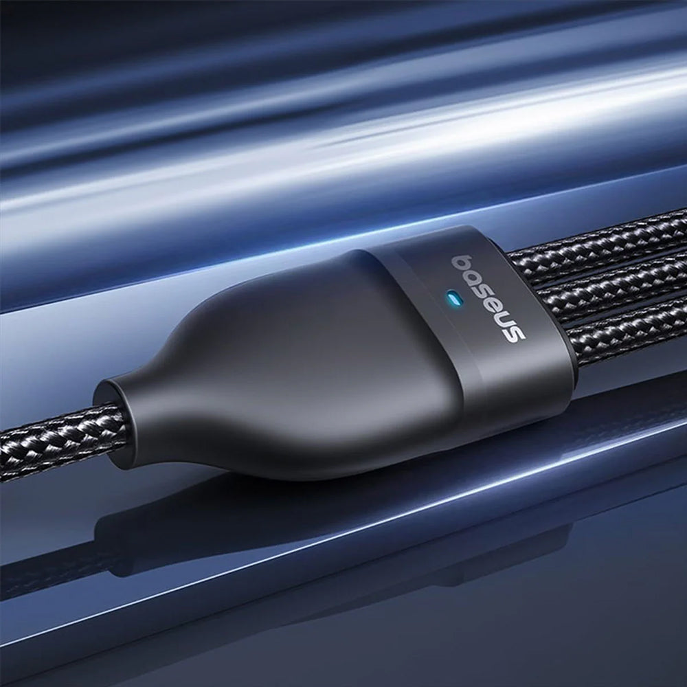 Cablu Incarcare USB-A / USB-C - Lightning / 2 x USB-C Baseus Flash Series III 3in1, 100W, 1.5m, Negru P10377800U01-00