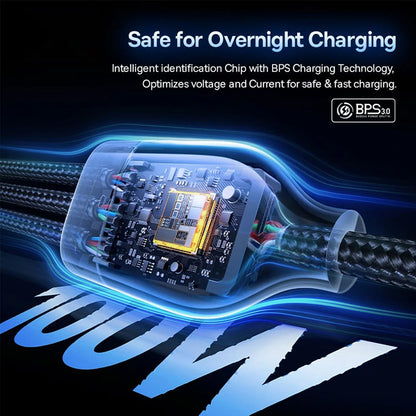 Cablu Incarcare USB-A / USB-C - Lightning / 2 x USB-C Baseus Flash Series III 3in1, 100W, 1.5m, Negru P10377800U01-00