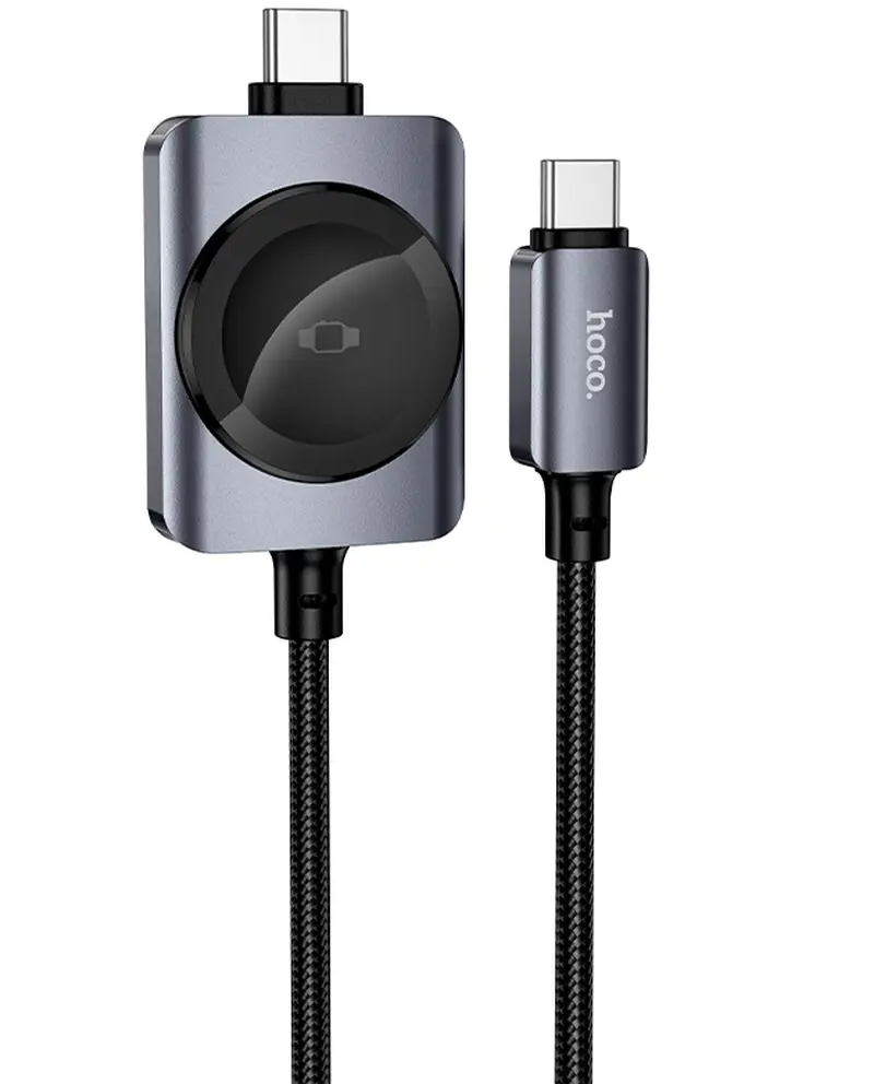 Cablu Incarcare USB-C - USB-C HOCO CW66 2in1, 100W, 1.2m, Negru