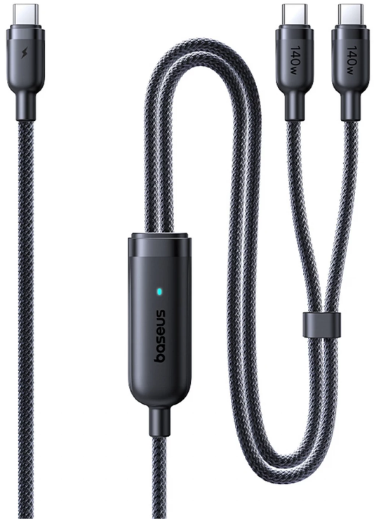 Cablu Incarcare USB-C - 2 x USB-C Baseus Flash 4 2in1, 140W, 1.5m, Negru E0426X00
