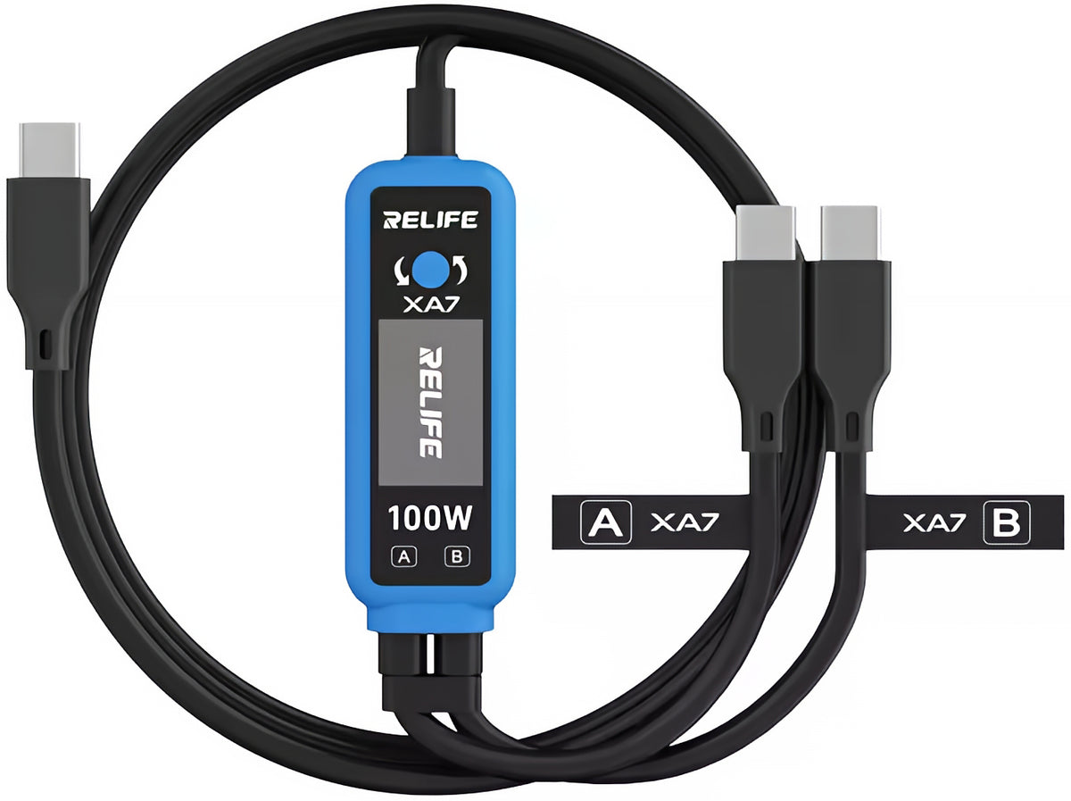 Cablu Incarcare USB-C - 2 x USB-C Relife XA7 Display, 100W, 1.33m, Negru