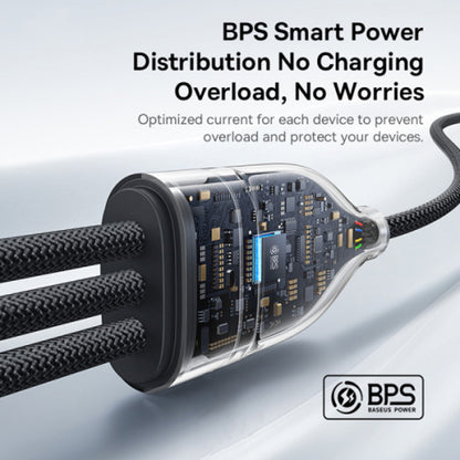 Cablu Incarcare USB-C - 3 x USB-C Baseus Flash Series III 3in1, 100W, 1.5m, Negru P10377503111-00