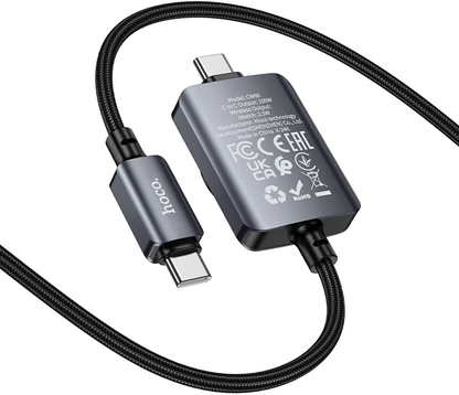 Cablu Incarcare USB-C - USB-C HOCO CW66 2in1, 100W, 1.2m, Negru