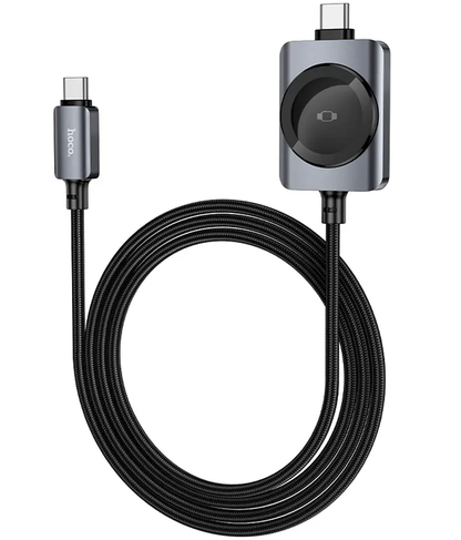 Cablu Incarcare USB-C - USB-C HOCO CW66 2in1, 100W, 1.2m, Negru