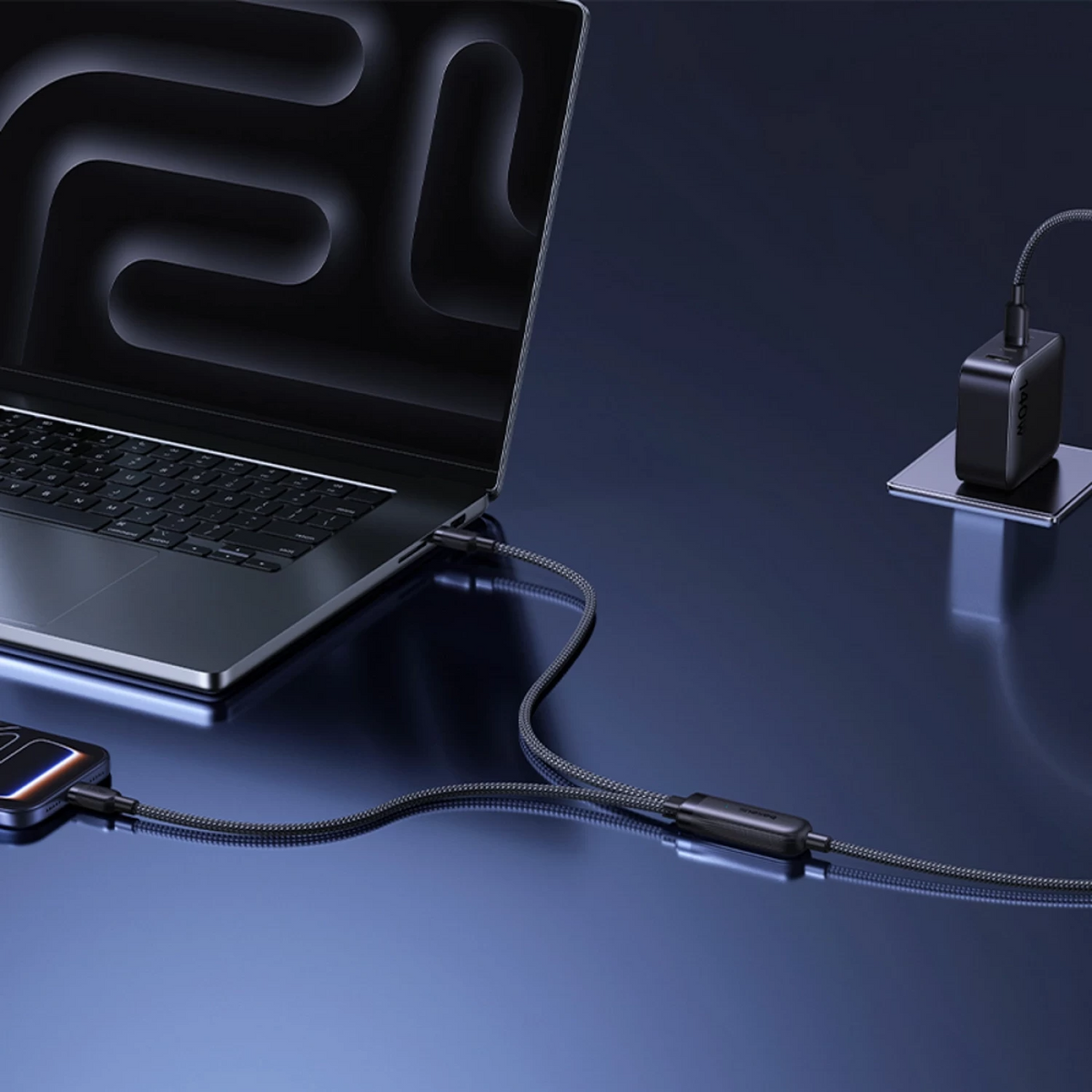 Cablu Incarcare USB-C - 2 x USB-C Baseus Flash 4 2in1, 140W, 1.5m, Negru E0426X00