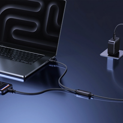 Cablu Incarcare USB-C - 2 x USB-C Baseus Flash 4 2in1, 140W, 1.5m, Negru E0426X00