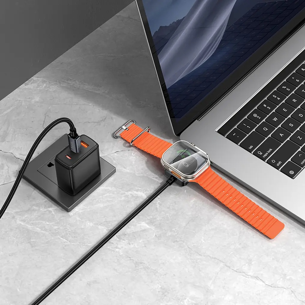 Cablu Incarcare USB-C - USB-C HOCO CW66 2in1, 100W, 1.2m, Negru