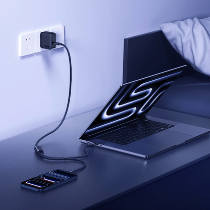 Cablu Incarcare USB-C - 2 x USB-C Baseus Flash 4 2in1, 140W, 1.5m, Negru E0426X00