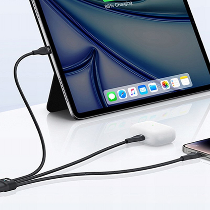 Cablu Incarcare USB-C - Lightning / 2 x USB-C Baseus Flash Series III 3in1, 100W, 1.5m, Negru, Resigilat P10377502111-00