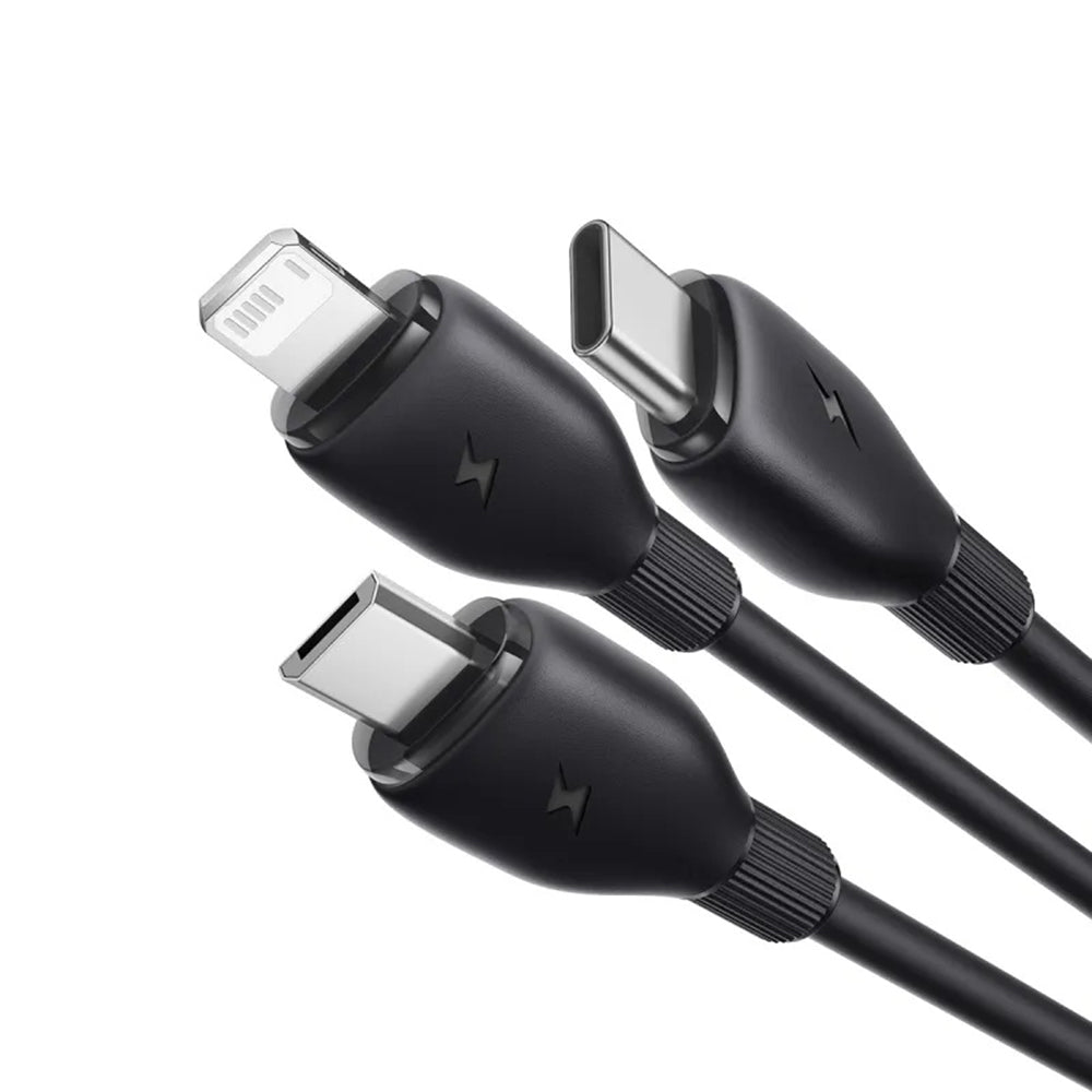 Cablu Incarcare USB-C - Lightning / microUSB / USB-C Baseus Ultra Fast 3in1, 20W, 0.8m, Negru P10377501111-00