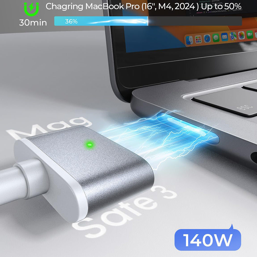 Cablu Incarcare USB-C - MagSafe 3 Lisen, 140W, 2m, Argintiu YL0123070001