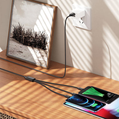 Cablu Incarcare USB-A - Lightning / microUSB / USB-C HOCO X74 3in1, 18W, 1m, Negru