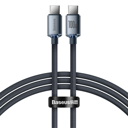 Kabel USB-C do ładowania i transmisji danych - USB-C Baseus Crystal Shine Series, 100 W, 1,2 m, czarny CAJY000601