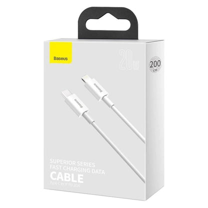 Cablu Date si Incarcare USB-C - Lightning Baseus Superior Series, 20W, 2m, Alb CATLYS-C02