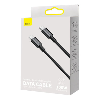 Kabel USB-C do ładowania i transmisji danych - USB-C Baseus Superior Series, 100W, 2m, czarny CATYS-C01