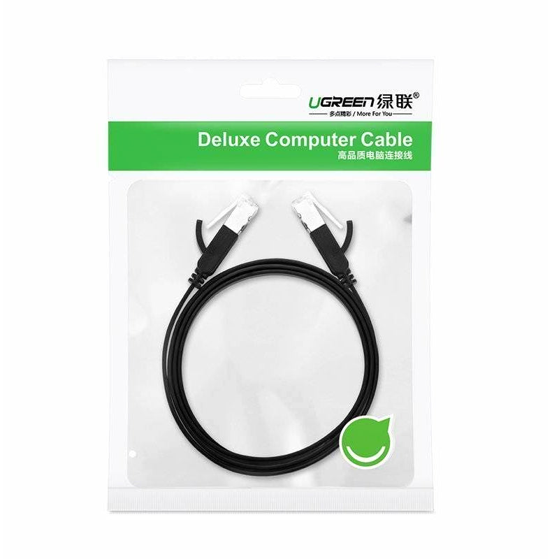 Cablu Retea UGREEN NW101 Flat, UTP, Cat6, 2m, Negru