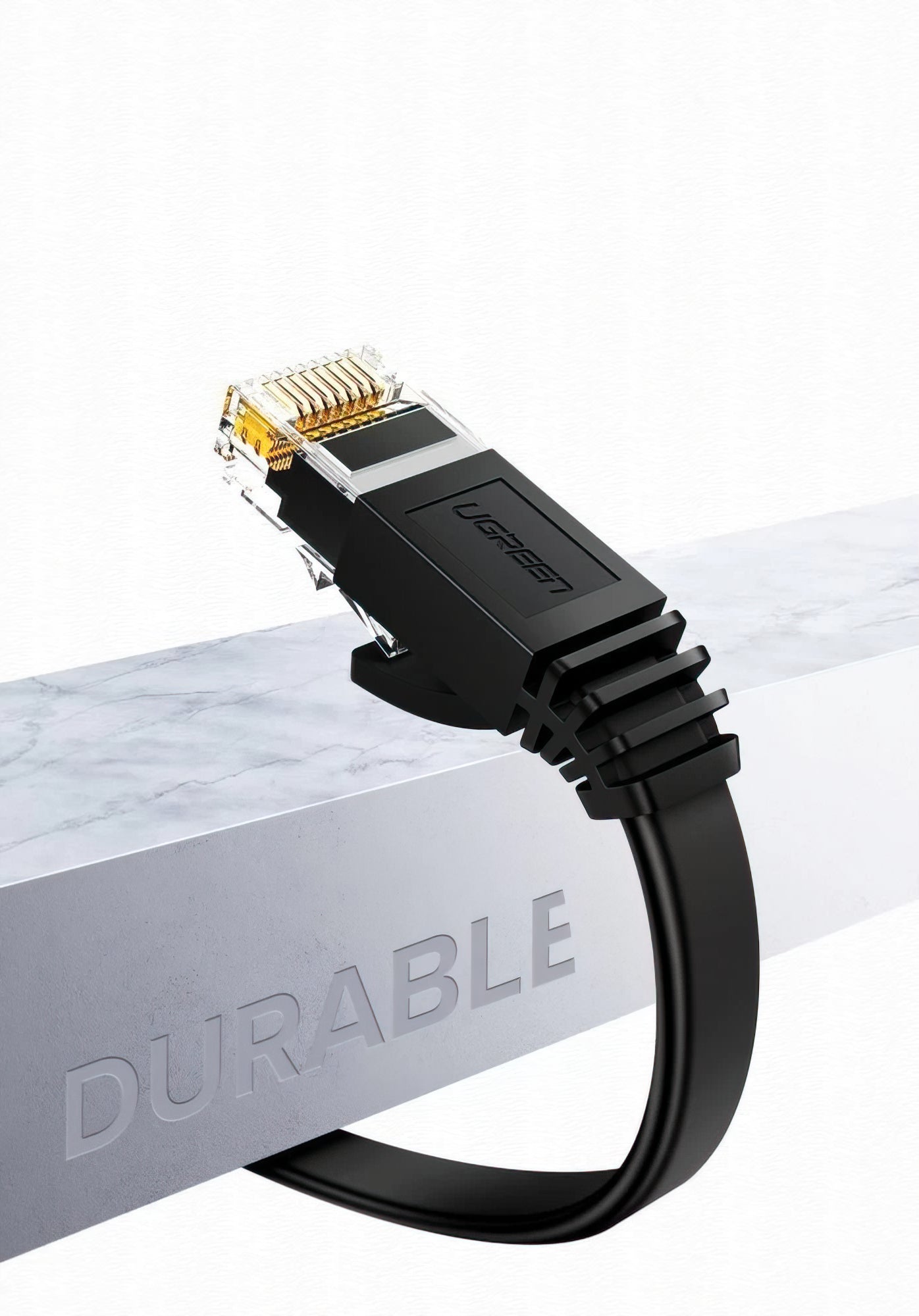 Cablu Retea UGREEN NW102 Flat, UTP, Cat6, 2m, Negru