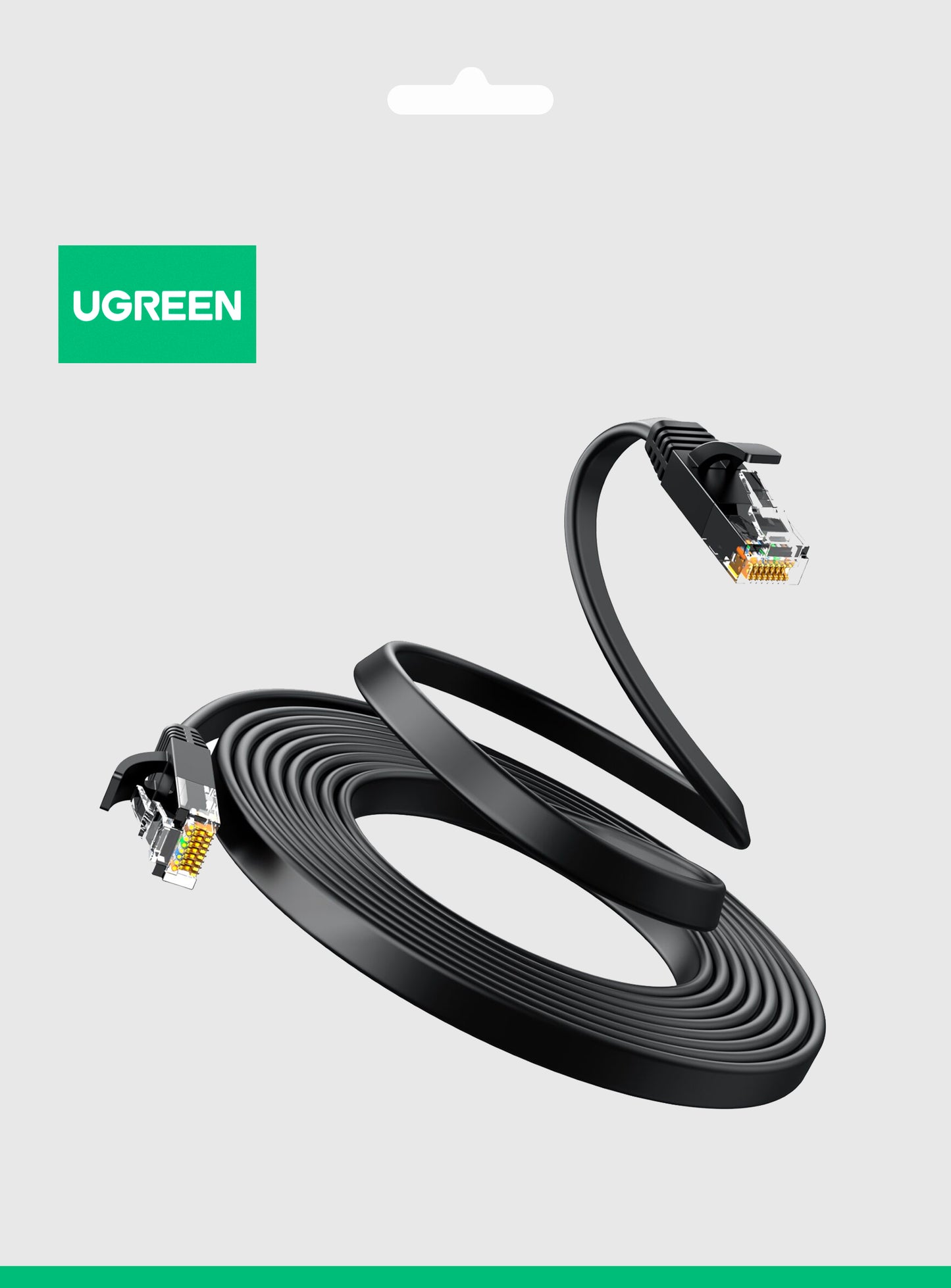 Cablu Retea UGREEN NW102 Flat, UTP, Cat6, 3m, Negru