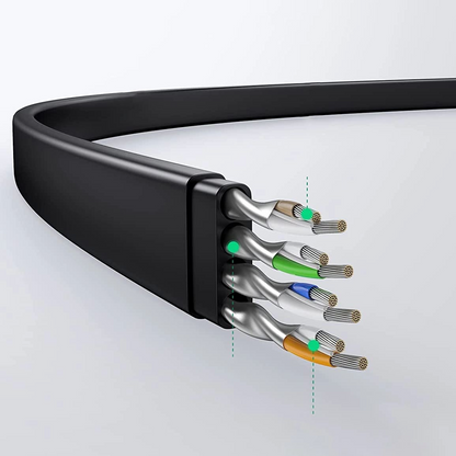 Cablu Retea UGREEN NW102 Flat, UTP, Cat6, 0.5m, Negru