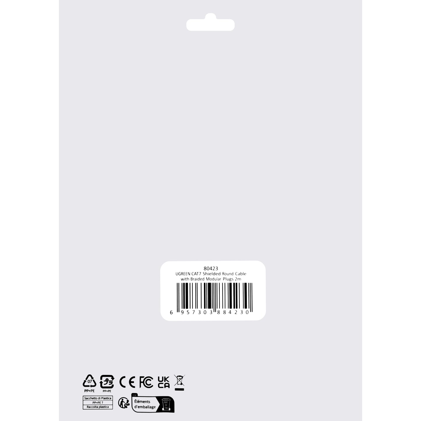 Cablu Retea UGREEN NW150, UTP, Cat7, 2m, Negru