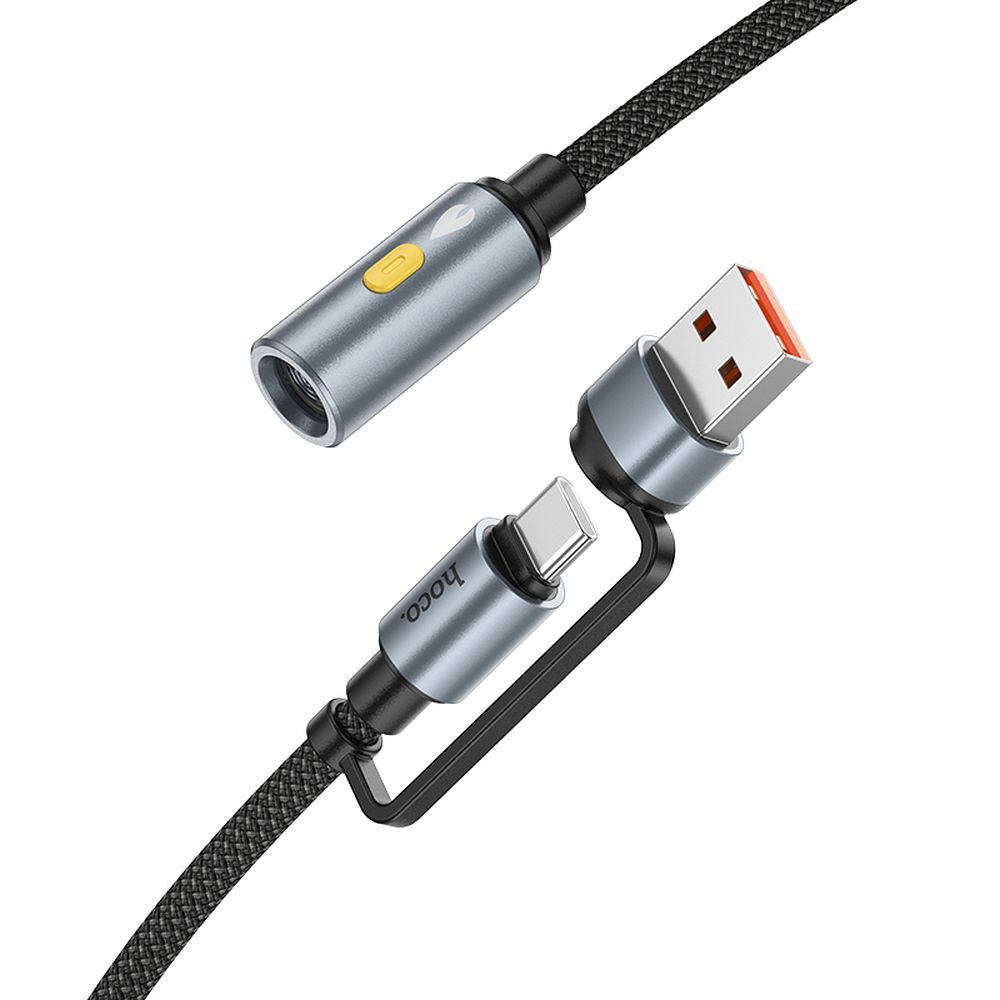 Bricheta Electrica HOCO UA38B, USB-C / USB-A, 0.3m, Negru
