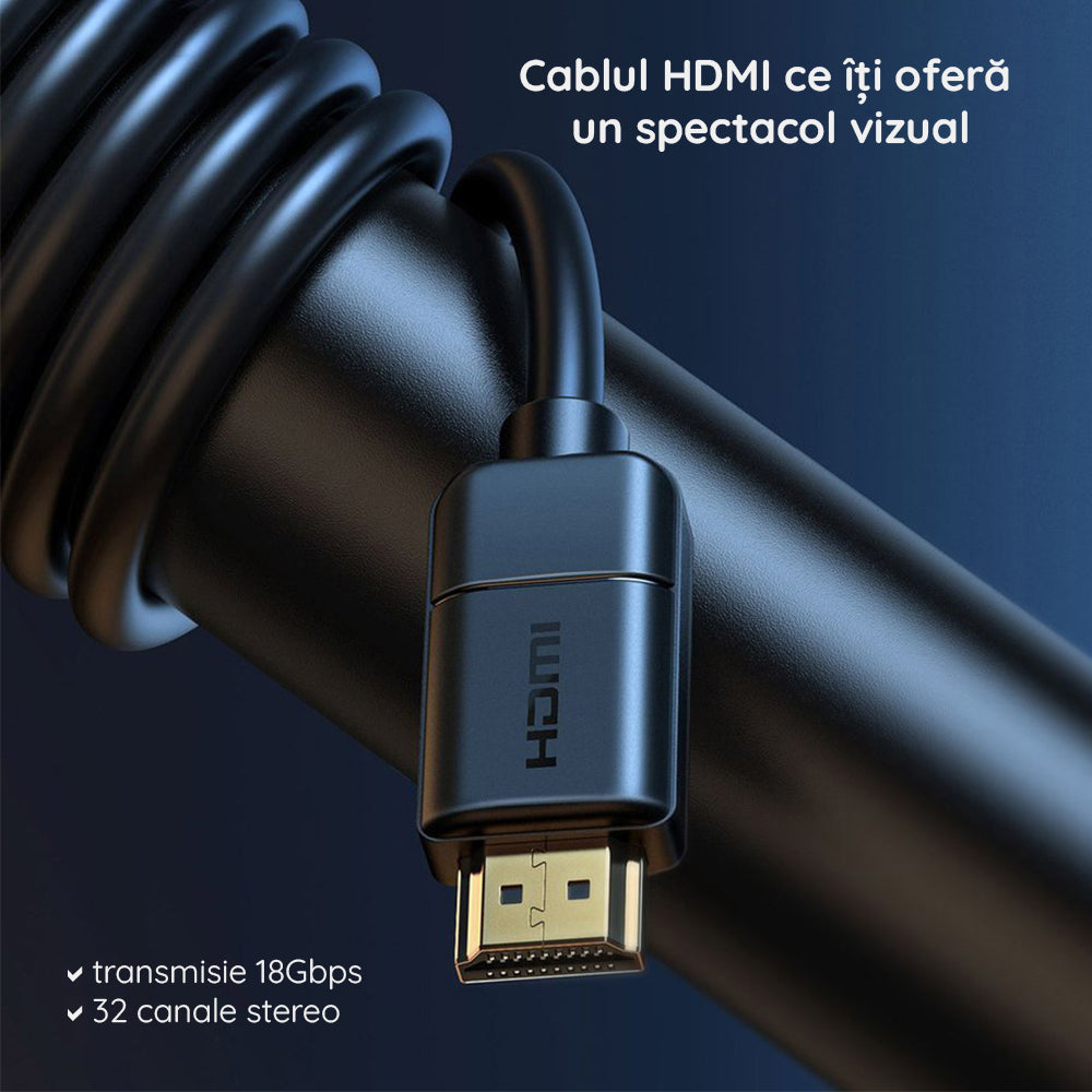 Cablu Video Baseus High Definition, HDMI - HDMI, 4K, 5m, Negru CAKGQ-D01
