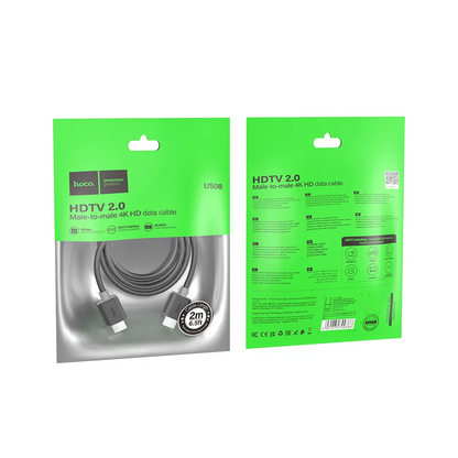 Cablu Video HOCO US08, HDMI - HDMI, 4K, 2m, Negru