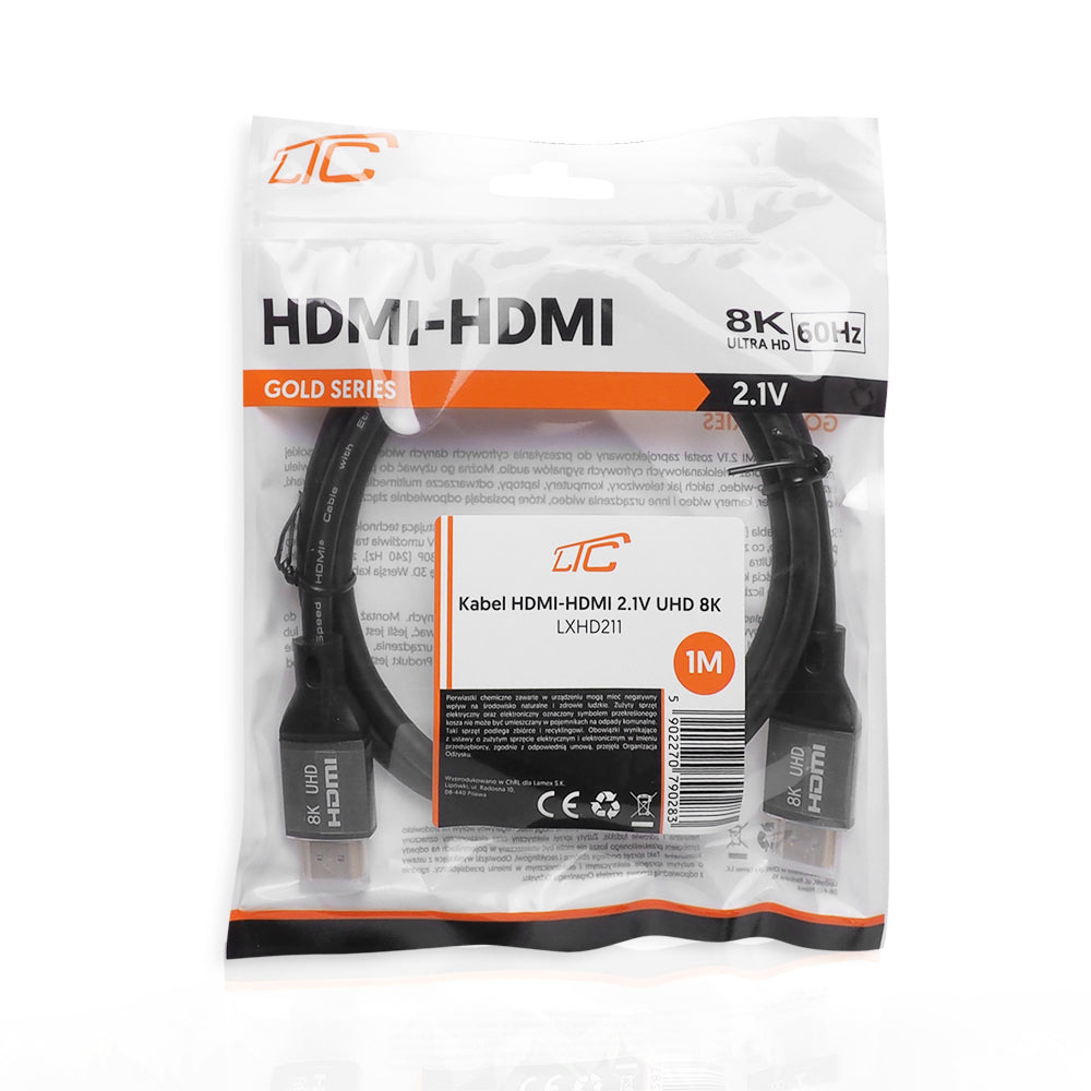 Cablu Video LTC Gold, HDMI - HDMI, 8K, 1m, Negru