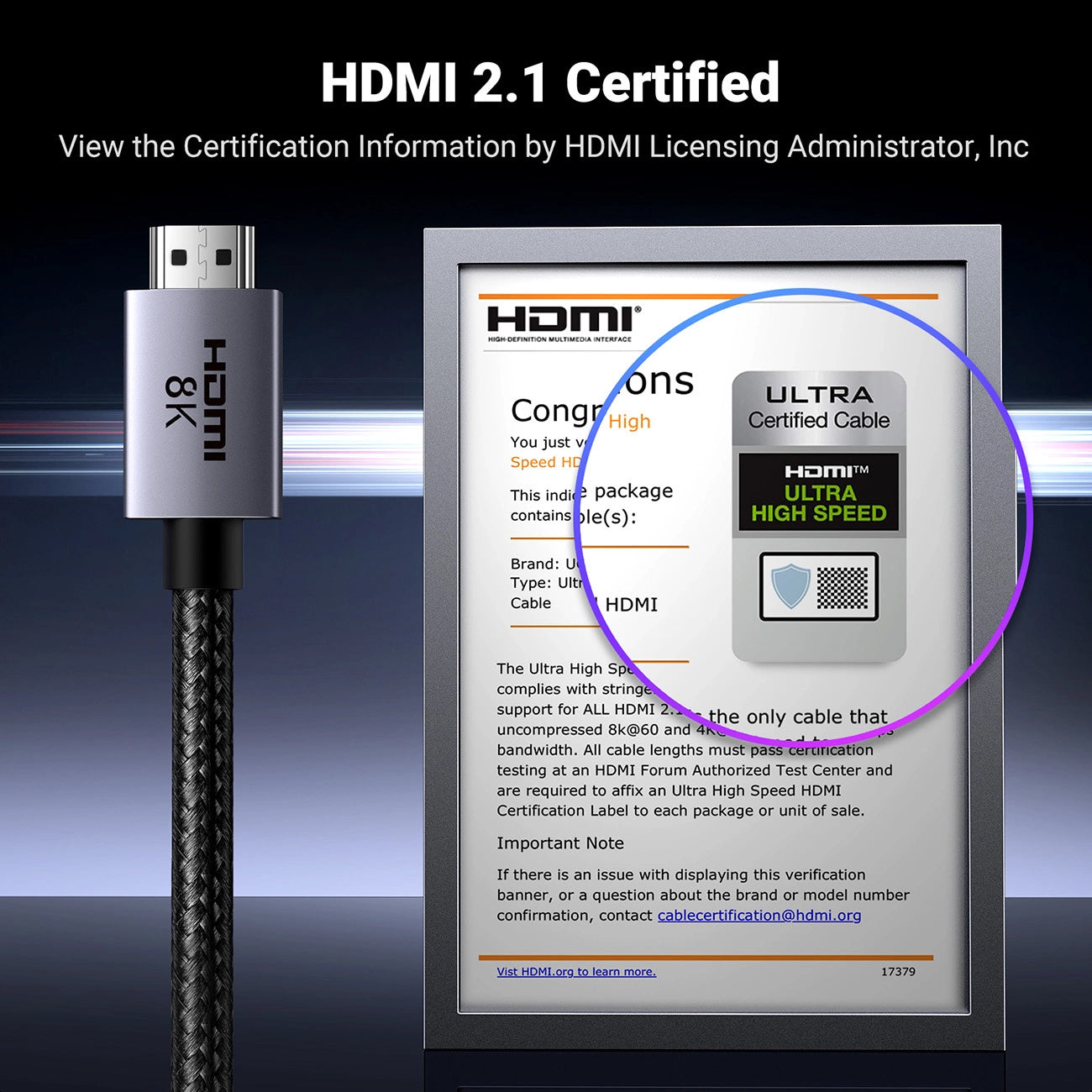 Cablu Video UGREEN HD171, HDMI - HDMI, 8K, 3m, Negru