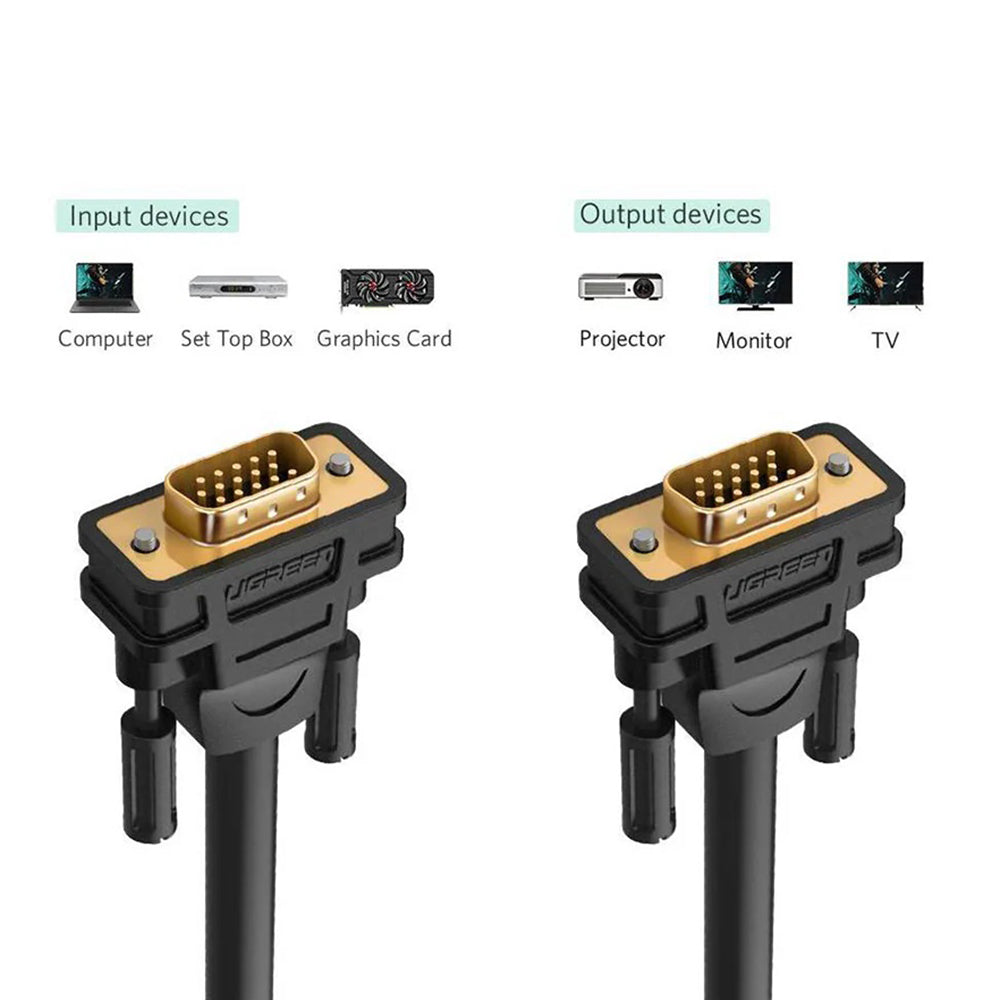 Cablu Video UGREEN VG101 (11633), VGA - VGA, 10m, Negru