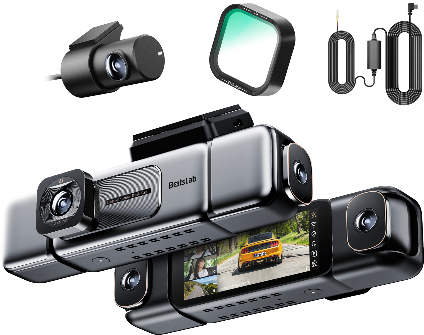 Camera Auto Fata Spate Botslab G980H 4CH, 3K, Wi-Fi, GPS, Afisaj 3.18inch