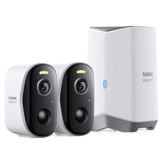 Camera de Supraveghere Baseus N1 Plus, Wi-Fi, 2K, IP67, Exterior, Set 2 bucati, Alba S0TW012131