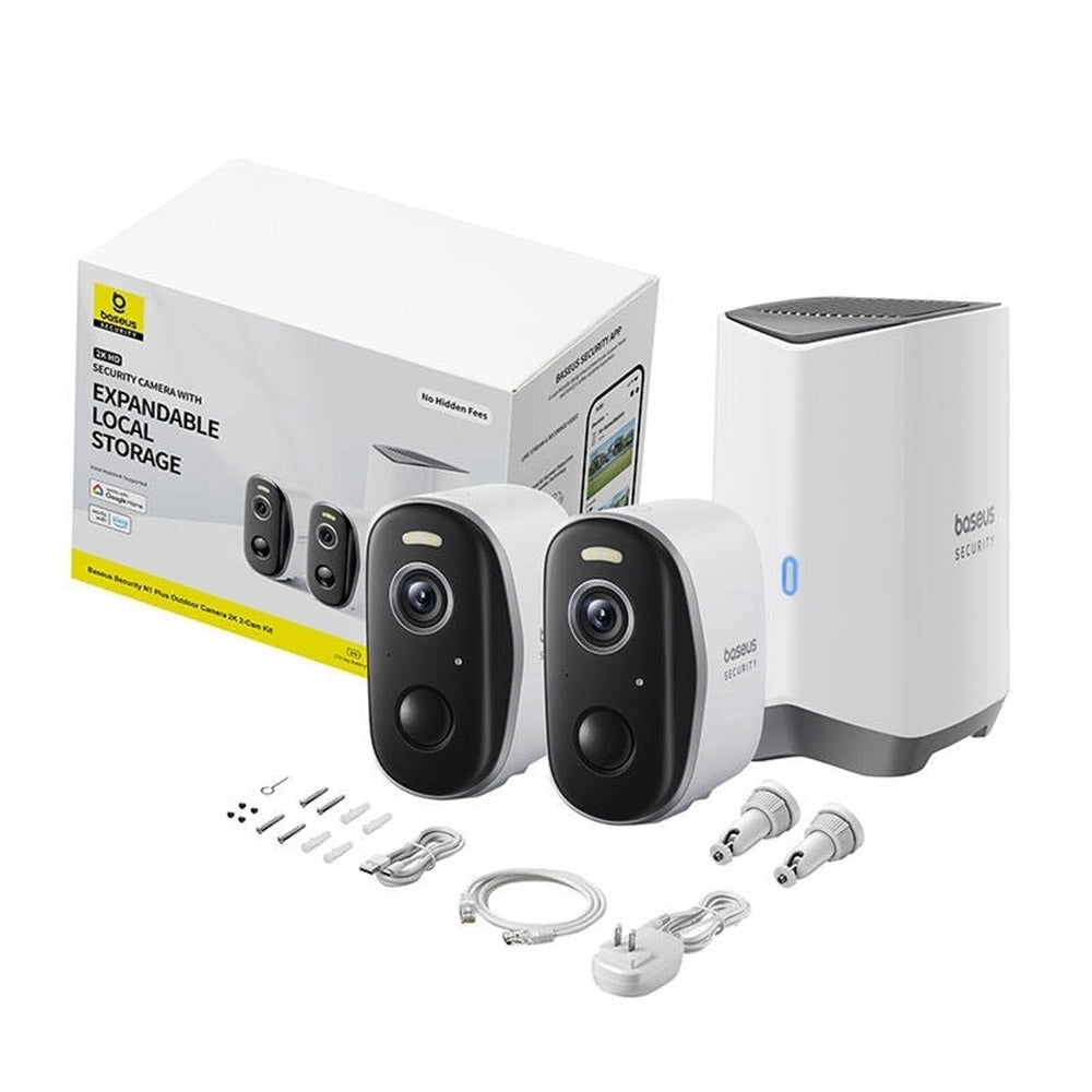 Camera de Supraveghere Baseus N1 Plus, Wi-Fi, 2K, IP67, Exterior, Set 2 bucati S0TY002131