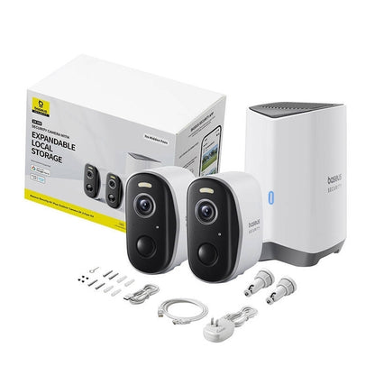 Camera de Supraveghere Baseus N1 Plus, Wi-Fi, 2K, IP67, Exterior, Set 2 bucati S0TY002131