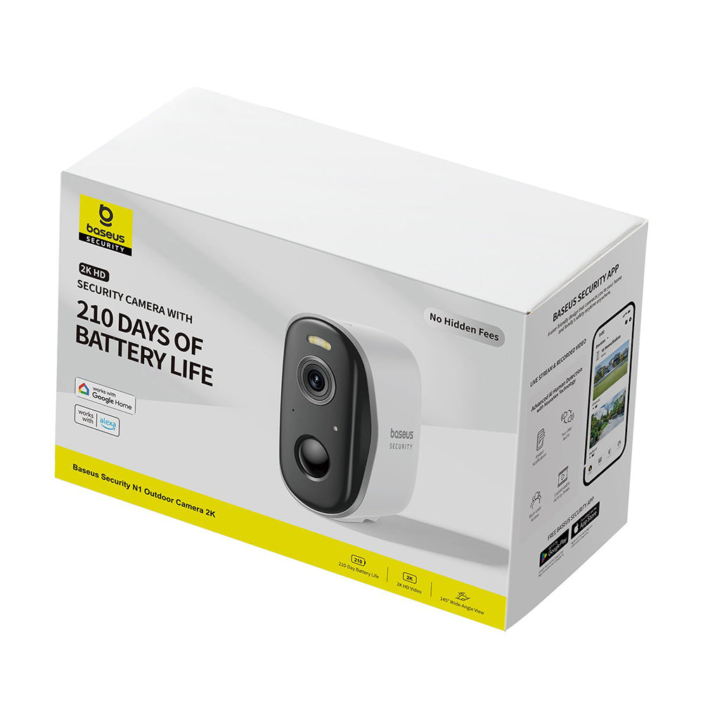 Camera de Supraveghere Baseus N1, Wi-Fi, 2K, IP67, Exterior, Alba S0TZ002130