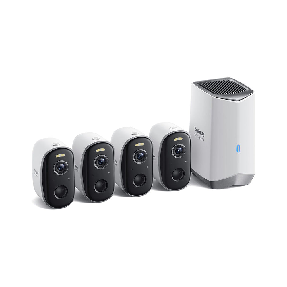 Camera de Supraveghere Baseus N1, Wi-Fi, 2K, IP67, Exterior, Set 4 bucati ACSLH-01