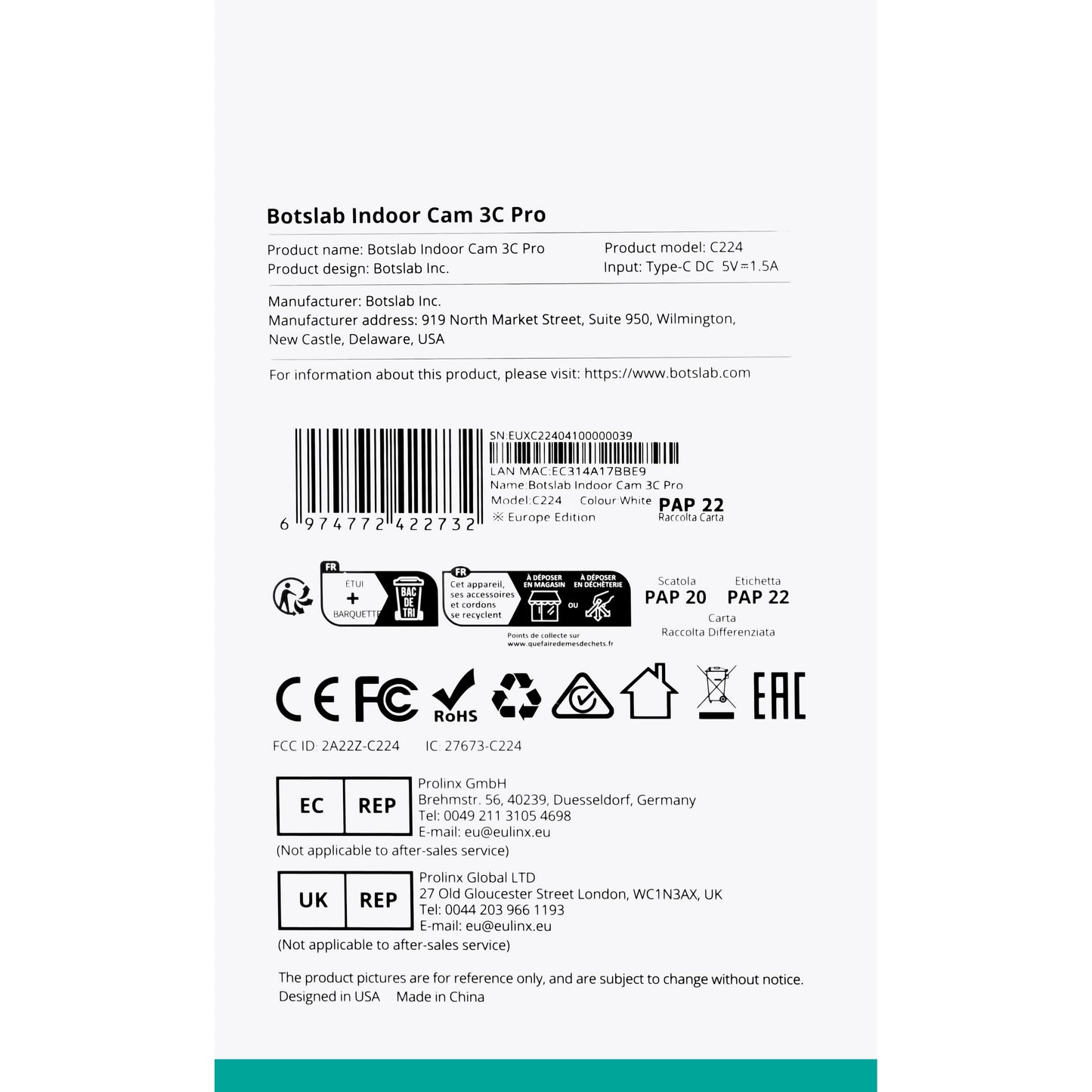 Camera de Supraveghere Botslab 3C Pro C224, Wi-Fi, 4K, Interior