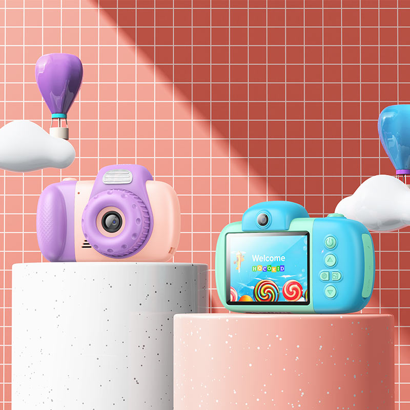 Camera Digitala HOCO DV201 Kids, 1080P, 2MP, Roz