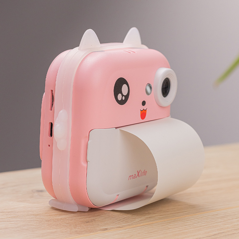 Camera Digitala cu functie de printare MaXlife MXPC-100 Kids, Roz