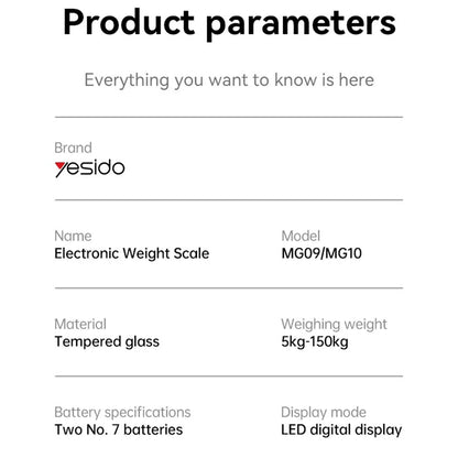 Cantar Digital Yesido MG10, Negru