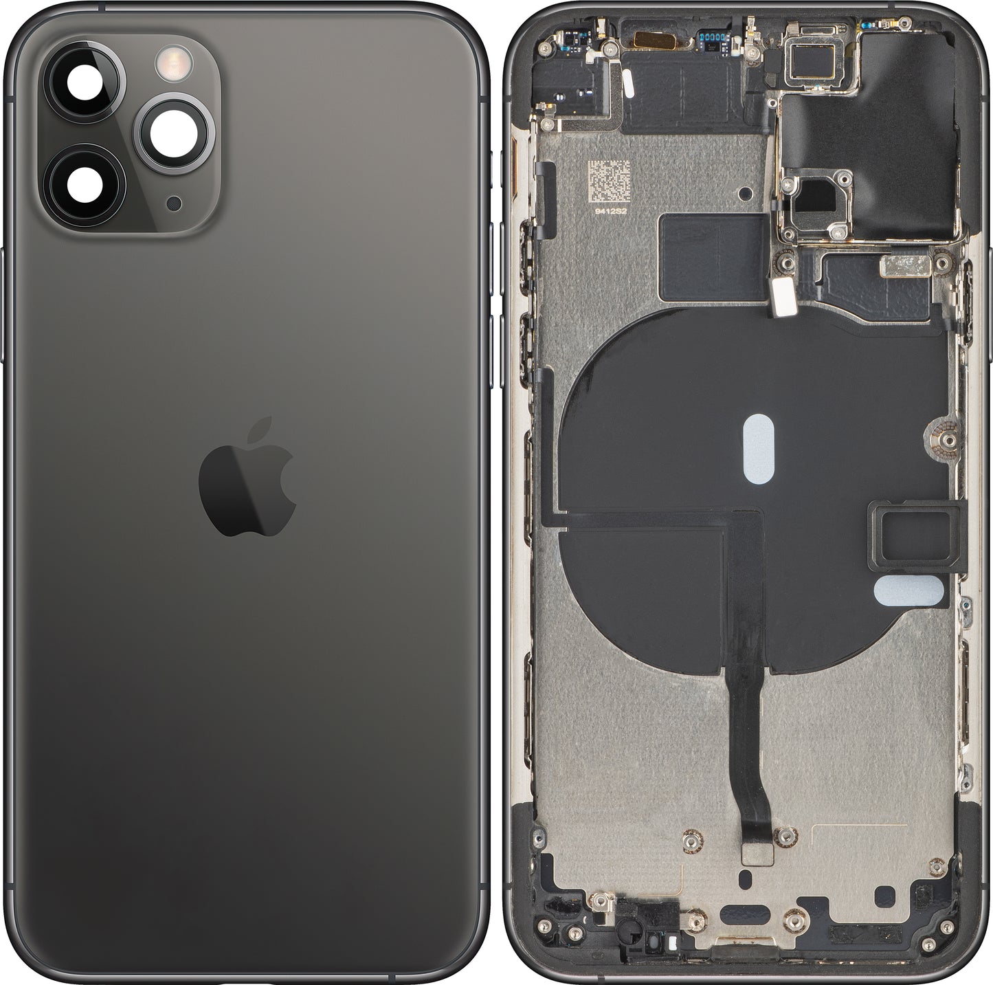 Pokrywa baterii do telefonu Apple iPhone 11 Pro, z połową obudowy, czarna (matowa gwiezdna szarość), Swap (klasa B)