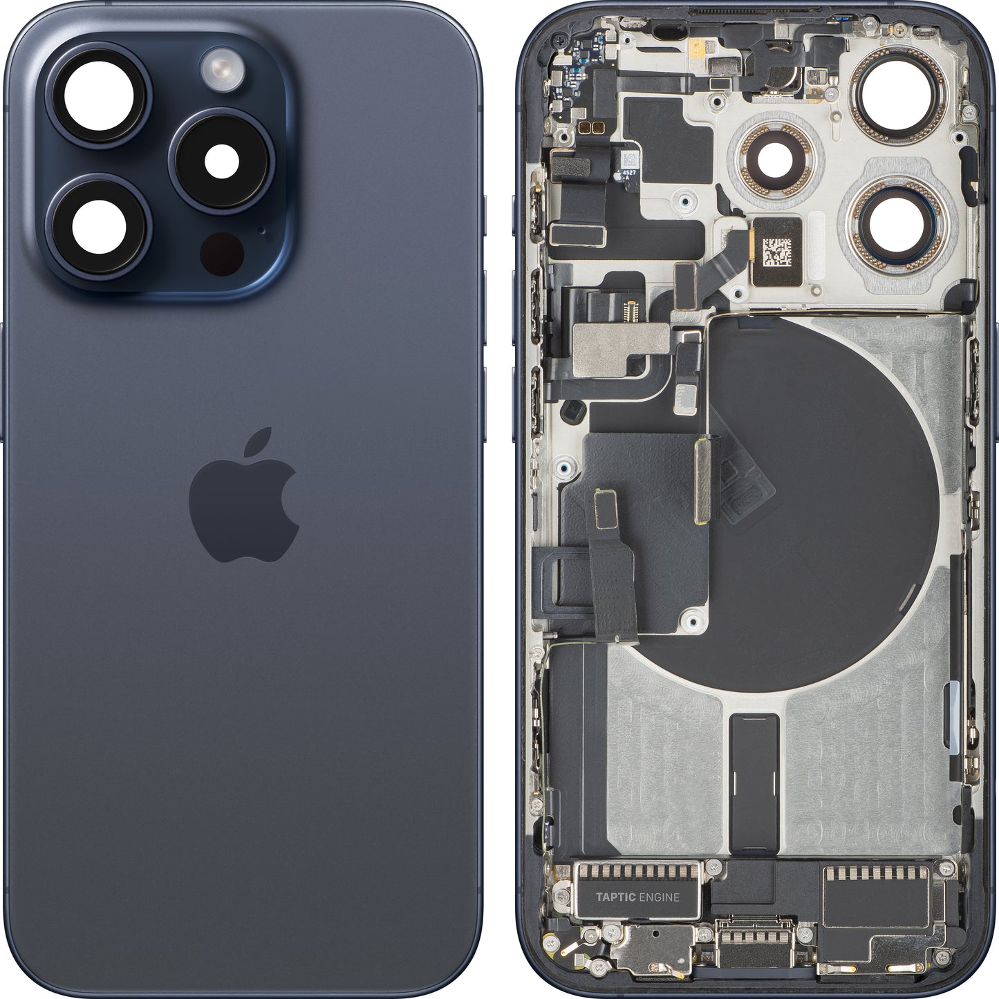 Capac Baterie Apple iPhone 15 Pro, Cu Carcasa Mijloc, Full Parts, Albastru (Blue Titanium), Swap