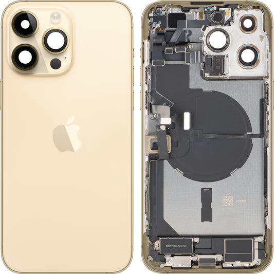 Capac Baterie Apple iPhone 14 Pro Max, Cu Carcasa Mijloc, Full Parts, Auriu, Swap