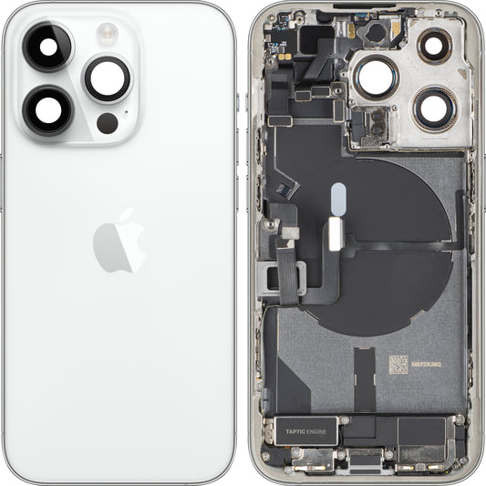 Capac Baterie Apple iPhone 14 Pro, Cu Carcasa Mijloc, Full Parts, Argintiu, Swap