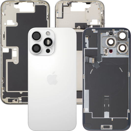 Capac Baterie Apple iPhone 16 Pro Max, Cu Carcasa Mijloc, Full Parts, Alb (White Titanium), Swap