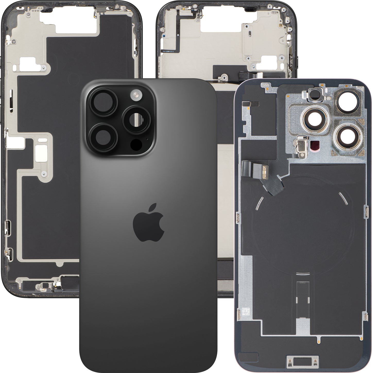 Capac Baterie Apple iPhone 16 Pro Max, Cu Carcasa Mijloc, Full Parts, Negru (Black Titanium), Swap