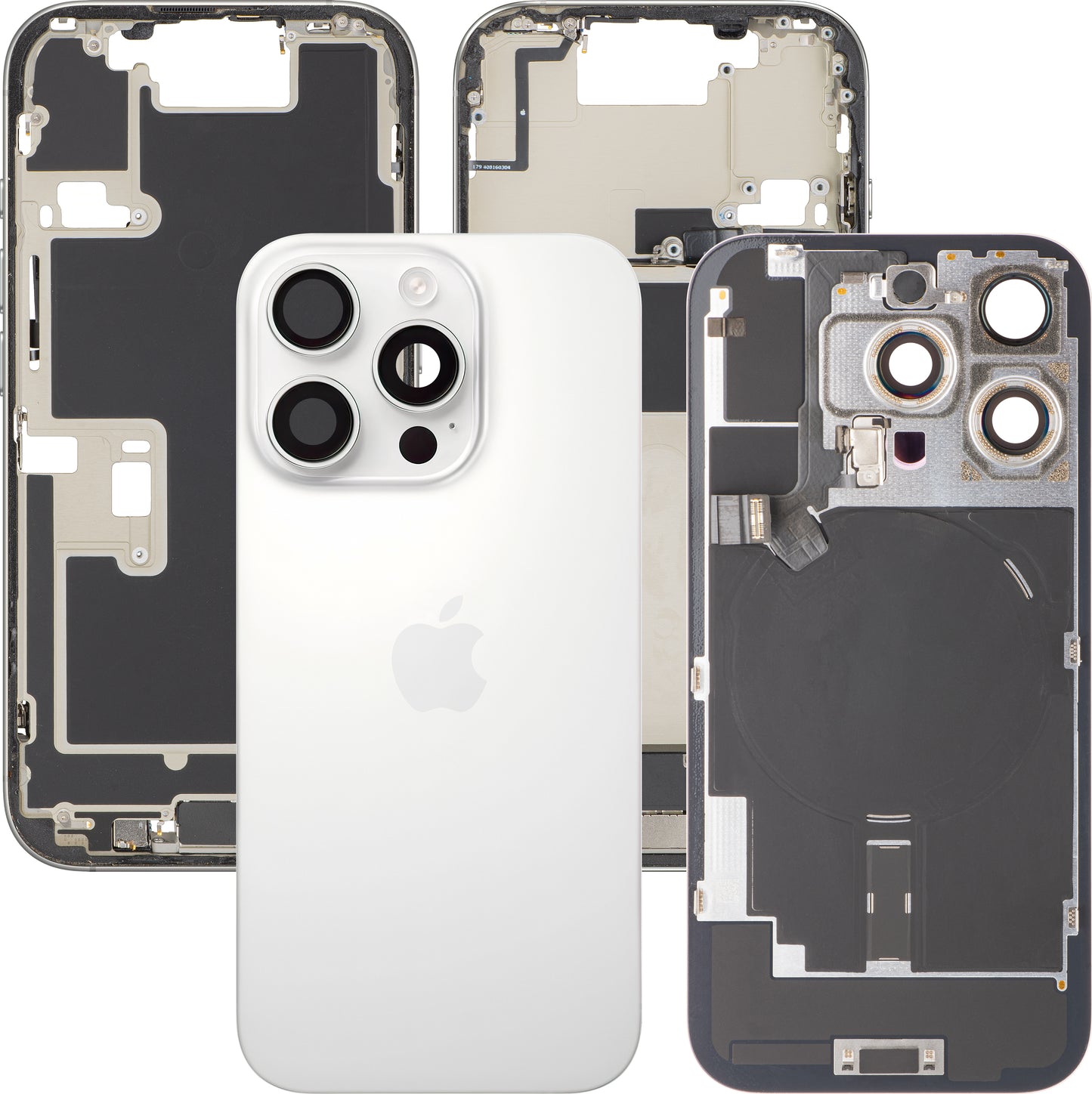 Capac Baterie Apple iPhone 16 Pro, Cu Carcasa Mijloc, Full Parts, Alb (White Titanium), Swap